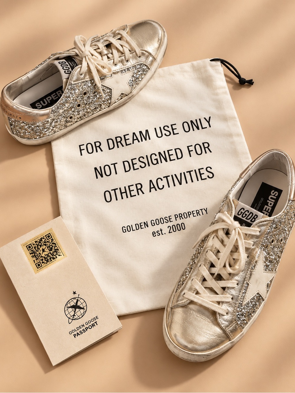 Golden Goose Super-Star Glitter Sneakers Platinum/Cream Size 39